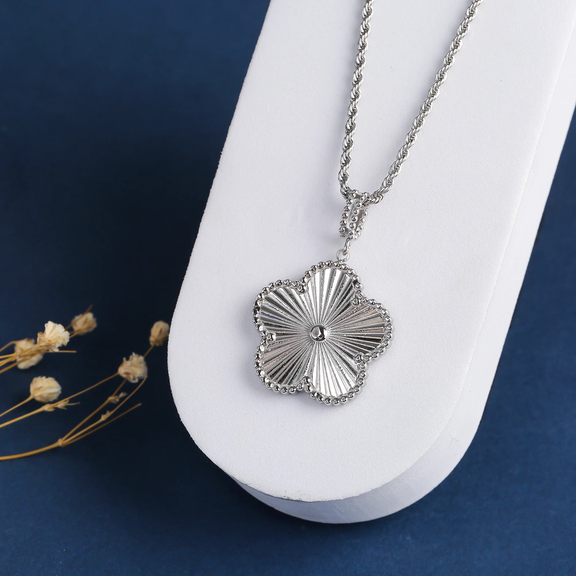 Classic Stainless Steel Laser Pendant Necklace – 45/60cm for Women