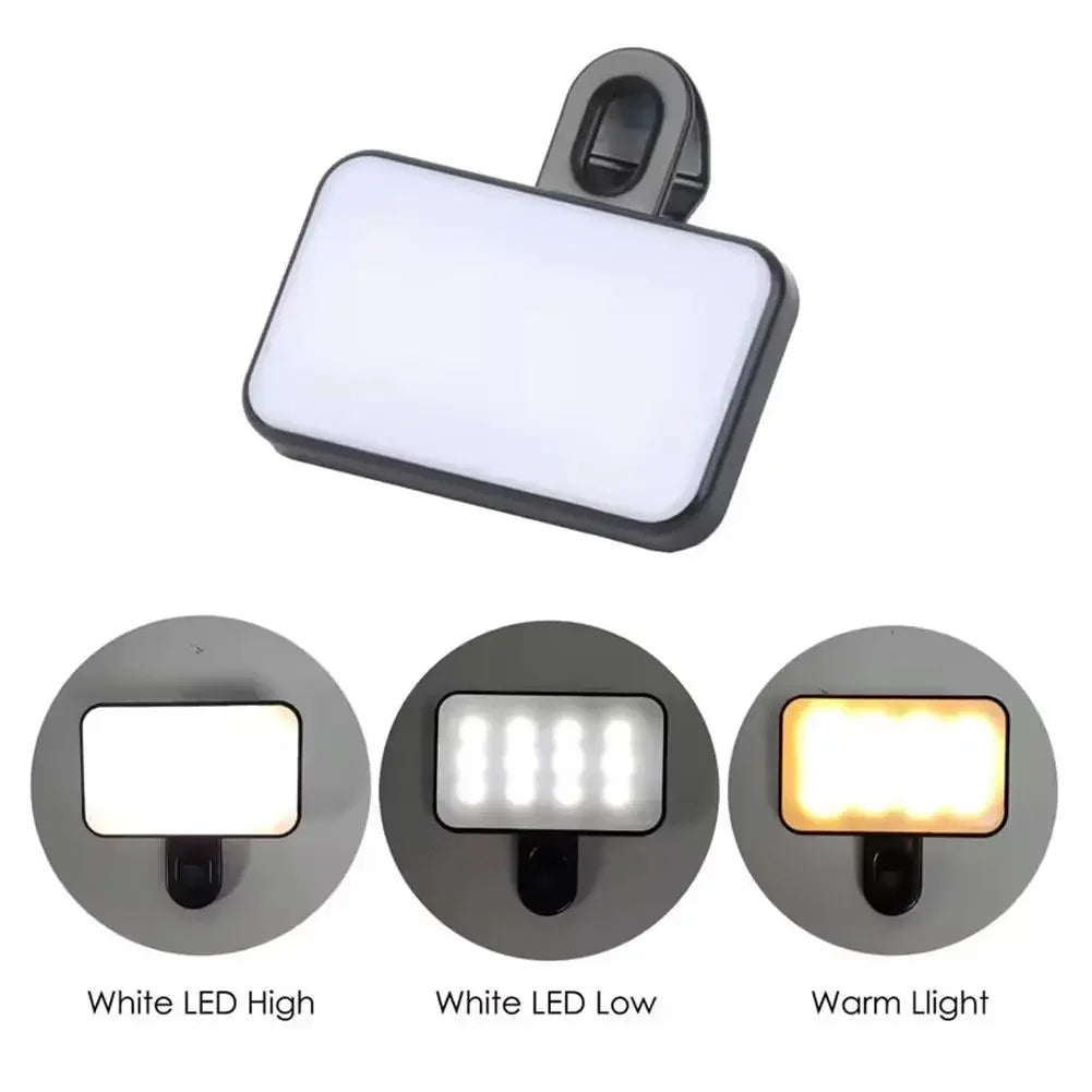 Portable Mini Selfie Fill Light – Rechargeable, 3 Modes, Adjustable Brightness