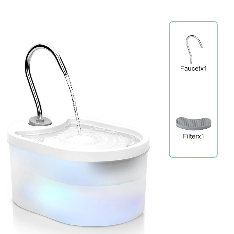 Pet Water Fountain 3L – LED, Ultra-Quiet, Filtered, Smart Automatic Dispenser for Cats