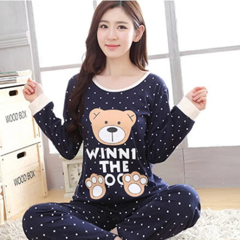 Women’s 2-Piece Autumn Sleepwear Set – Long Sleeve Teacup Pajamas