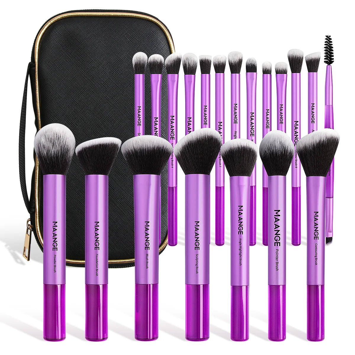 MAANGE 20PCS Makeup Brush Set – Powder, Eyeshadow, Foundation, Eyebrow, Contour, Blending, With Travel Bag