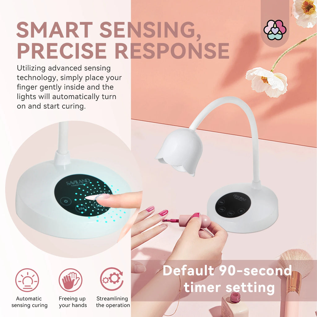 SAVILAND Mini UV LED Nail Lamp – Rechargeable, Cordless, Gel Polish Quick Drying