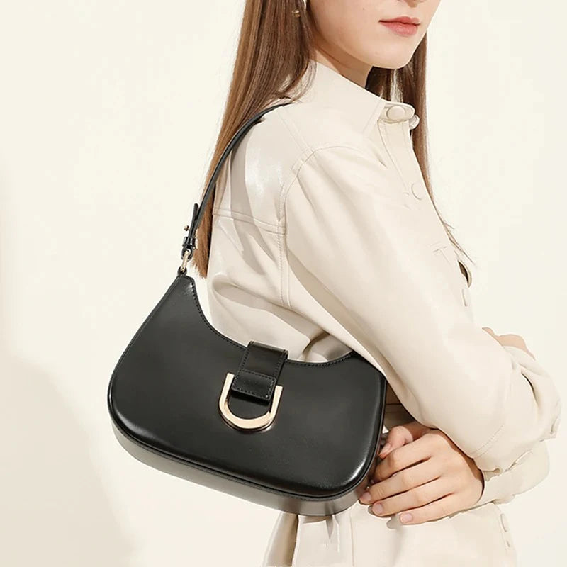 Elegant PU Crescent Shoulder Bags for Women 2025 Luxury Designer Crossbody Purse Underarm Ladies Handbags