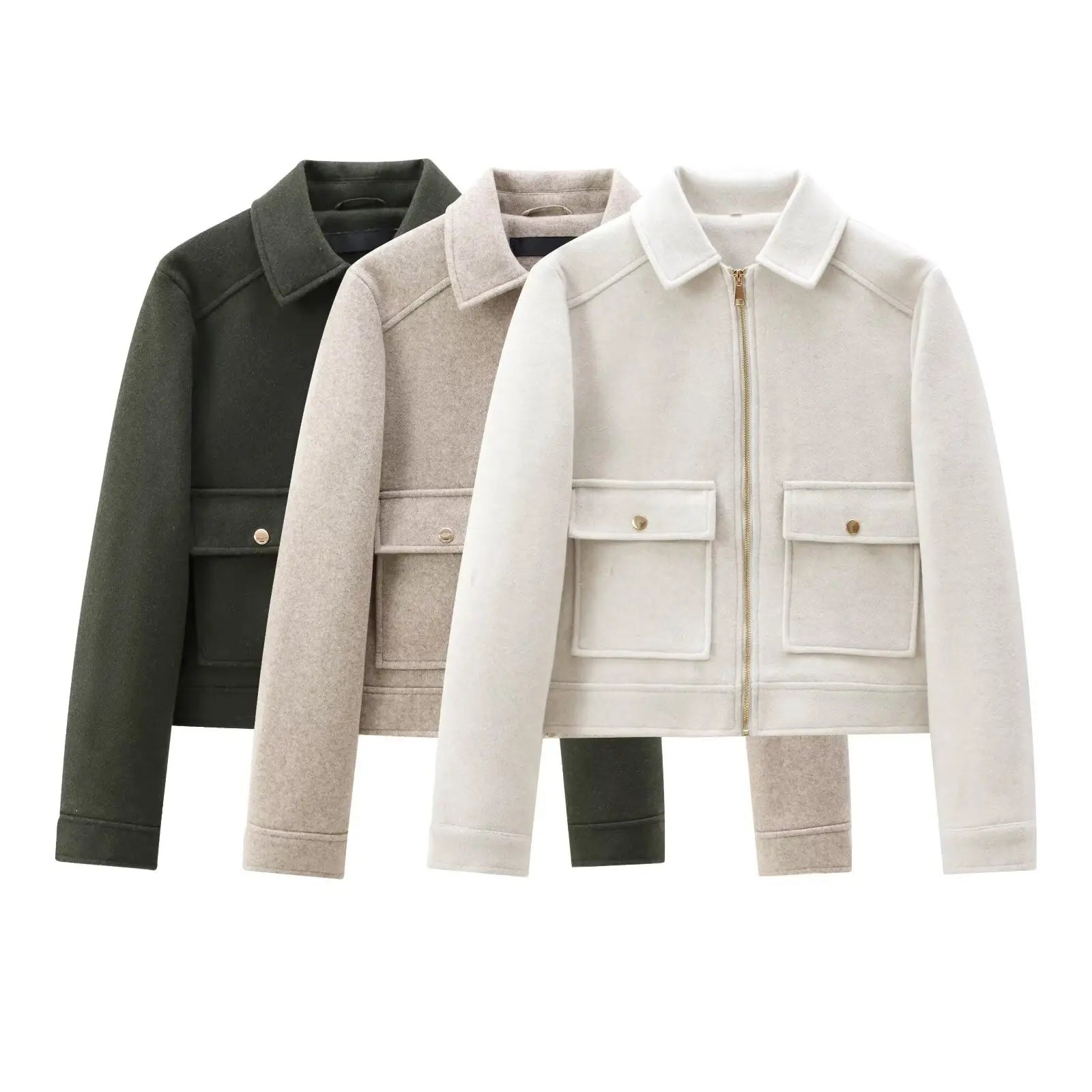 Veste Femme Zippée – Manches Longues, Poches, Automne/Hiver, Style Urbain Élégant