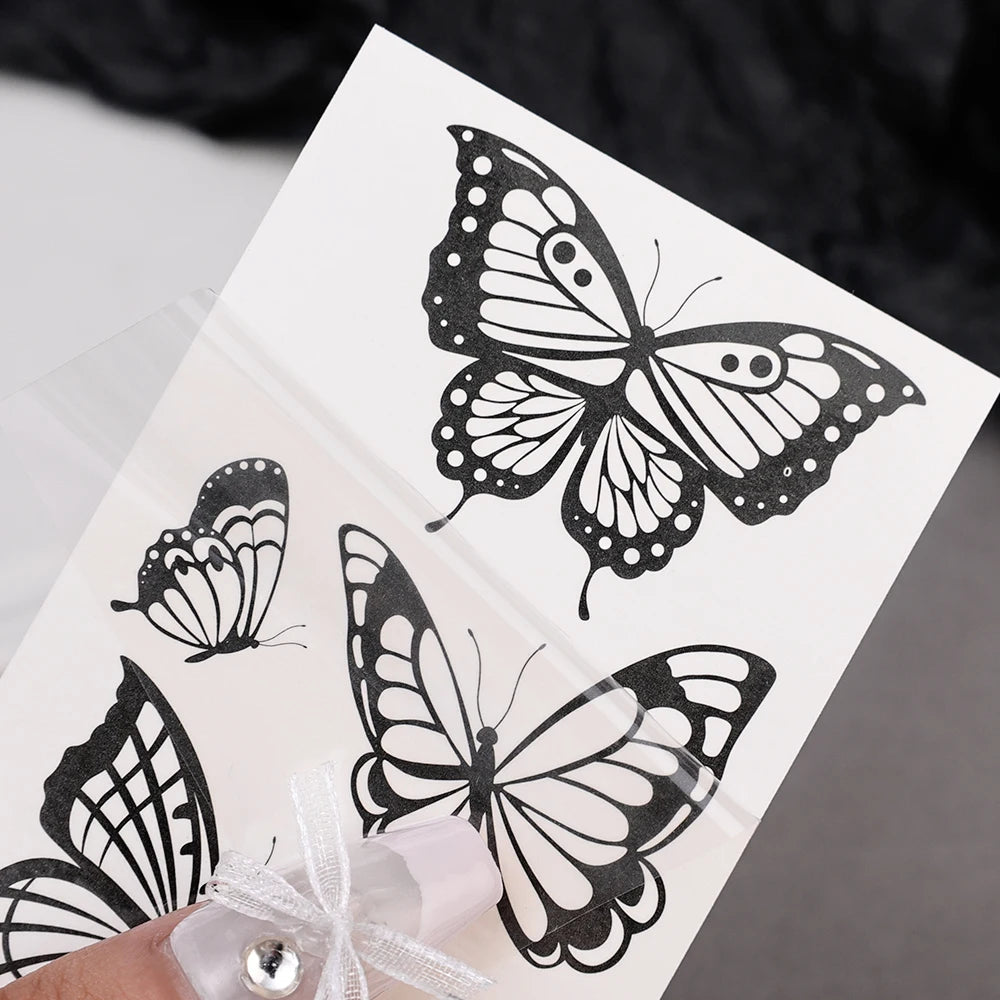 Black Butterfly Temporary Tattoos – 30PCS, 3D, Waterproof, for Arms & Legs