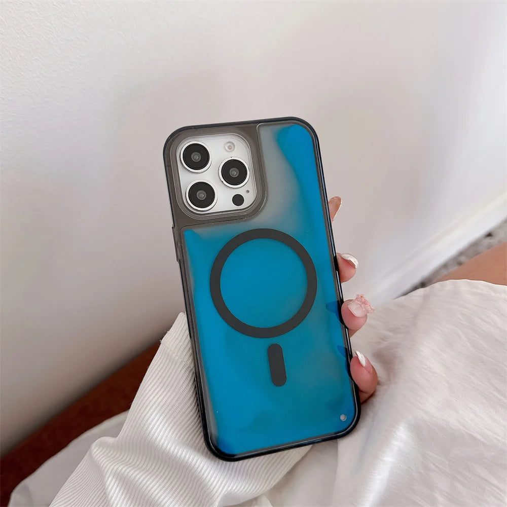 Magsafe Glowing Liquid Quicksand iPhone Case for iPhone 13–17 Pro Max