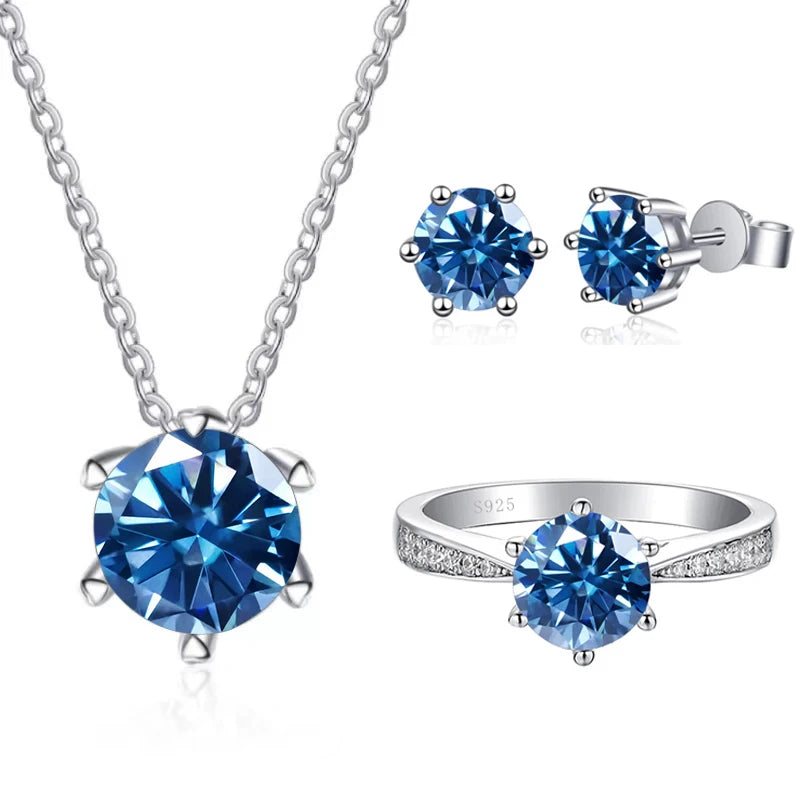 JoyceJelly 1CT D VVS Moissanite Jewelry Set