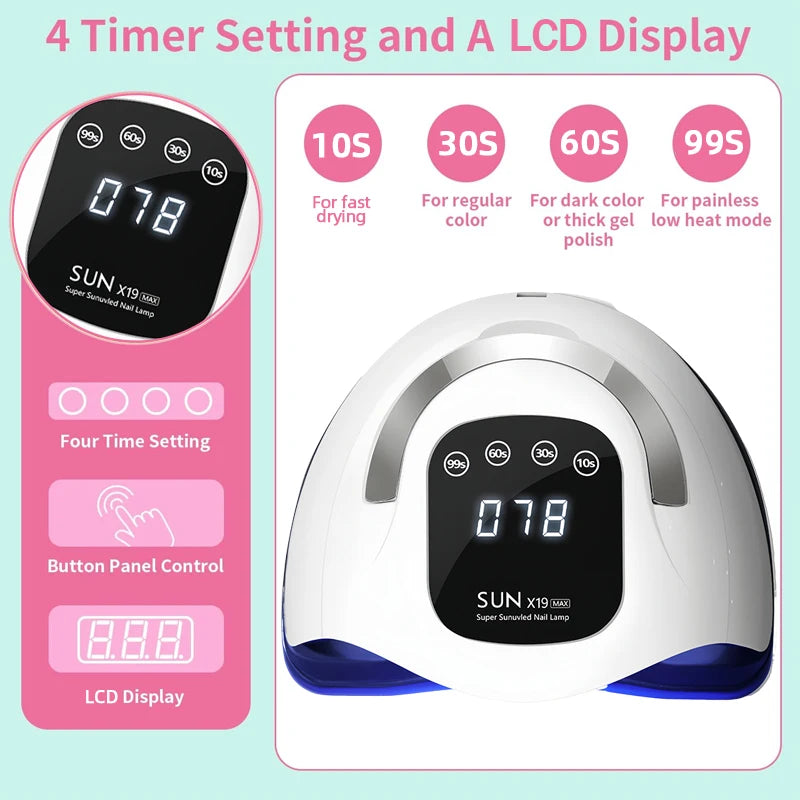 320W Professional Nail Lamp – 72 LEDs, UV Gel, LCD Display, Manicure & Salon Use