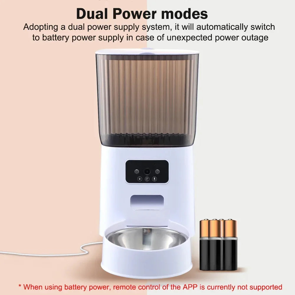 5L Smart Automatic Pet Feeder – WiFi, HD Camera, Timer, Stainless Steel Bowl, for Cats & Dogs