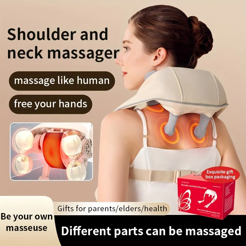 Wireless Electric Neck & Back Massager – Kneading, Shoulder & Trapezius Massage Pillow
