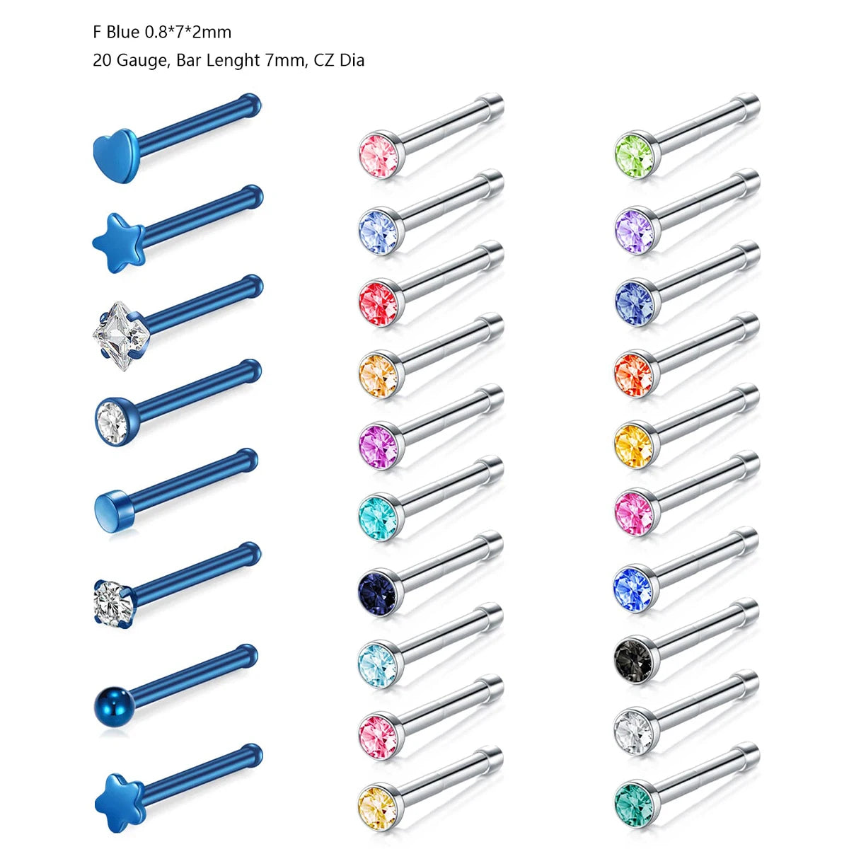 Éclat Set – 28pcs Nose Stud Collection