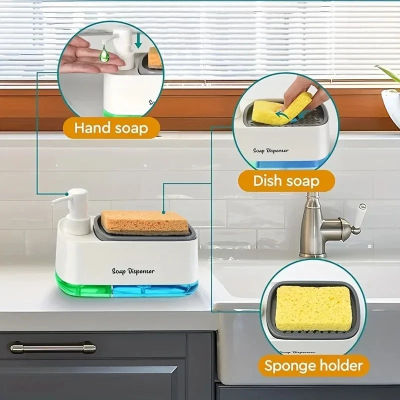 2-in-1 Hand & Dish Soap Dispenser with Sponge Holder