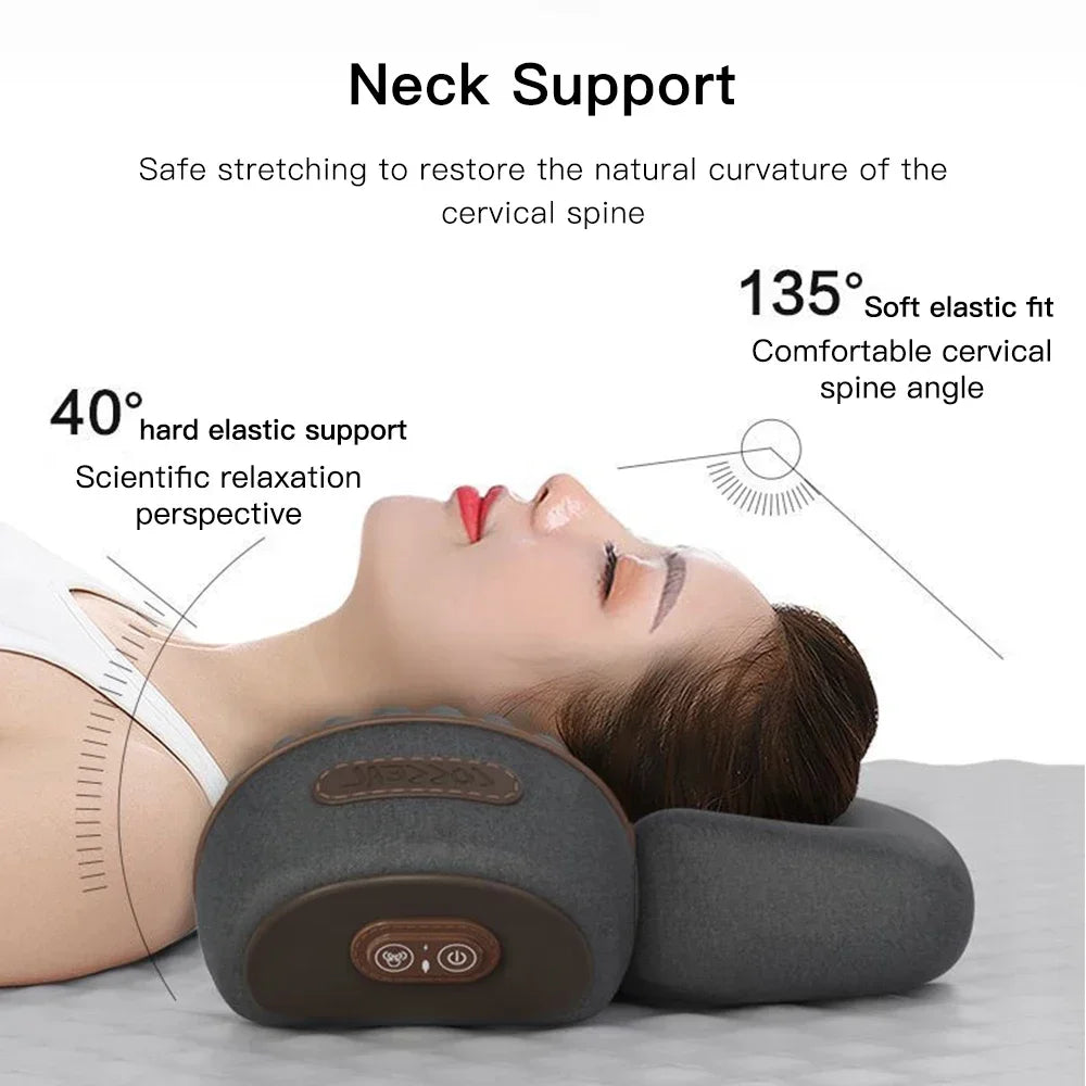 Electric Neck Massager Pillow – Hot Compress, Heating & Vibration, Cervical & Shoulder Massage, Back Traction