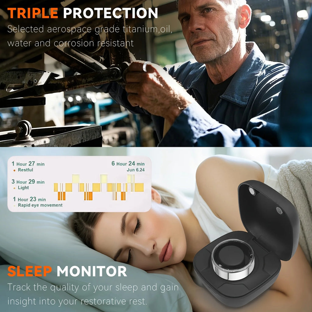 Smart Ring – Heart Rate, Blood Pressure, Sleep & Motion Tracking, IP68 Waterproof, Unisex Gift