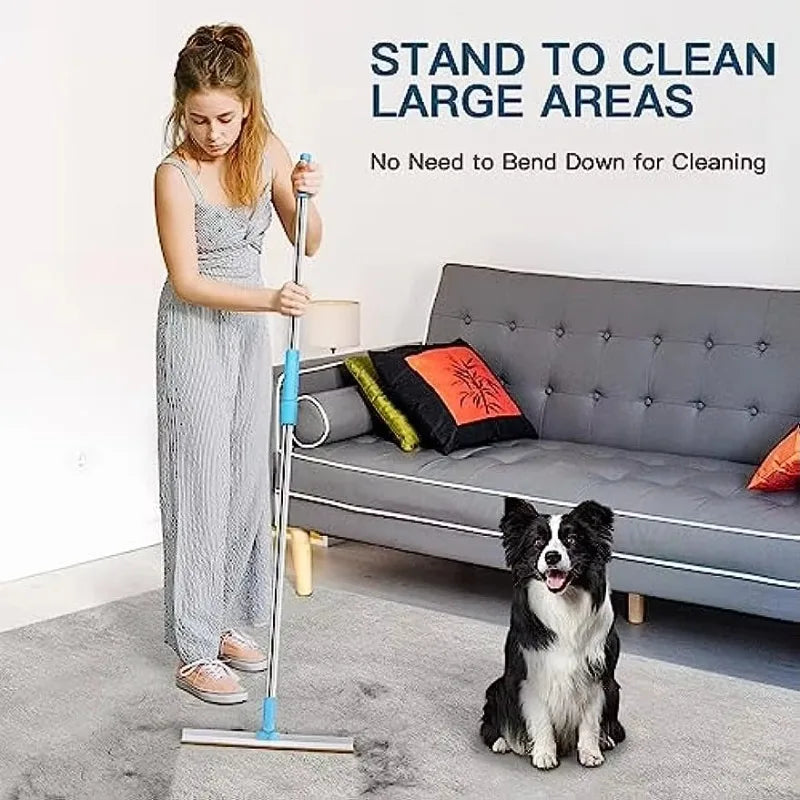 Pet Hair Remover Set with Telescopic Handle & 180° Rotation