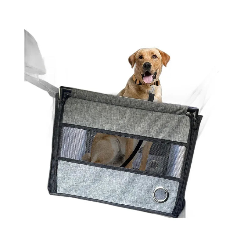 Portable Dog Car Seat – Foldable Travel Bed, Waterproof, Safety Mesh, for Puppies & Cats