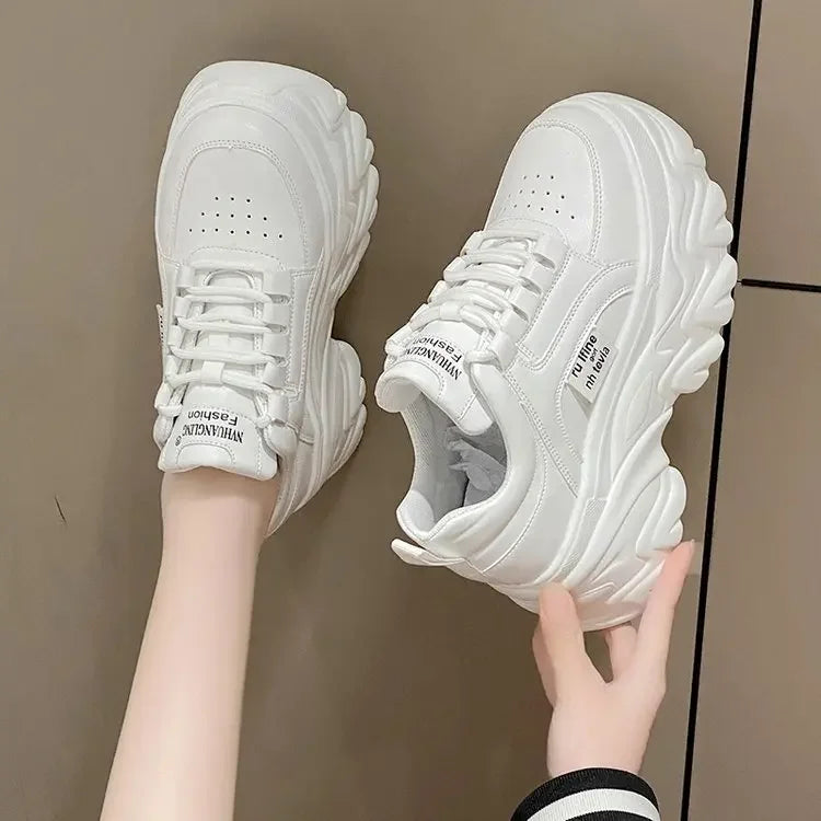 Rimocy Chunky White & Black Platform Sneakers for Women