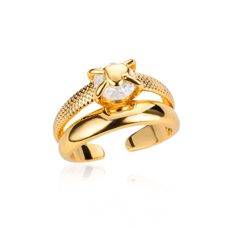 Gold Plated Adjustable Heart Ring for Women