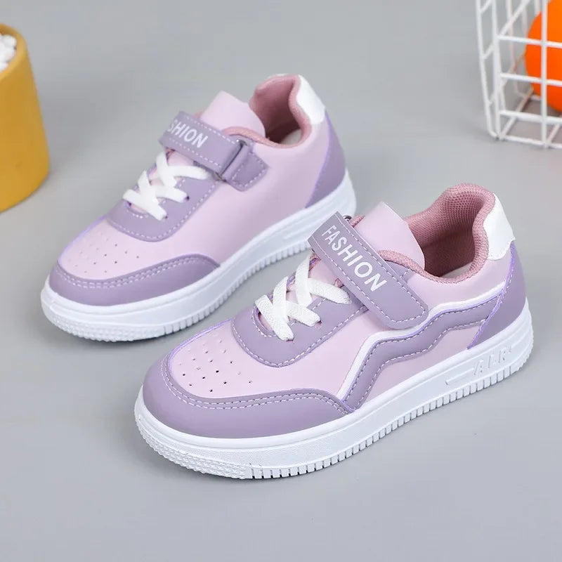 Girls' Sneakers – Non-Slip, Purple, Casual Running Shoes, Breathable Outdoor Shoes