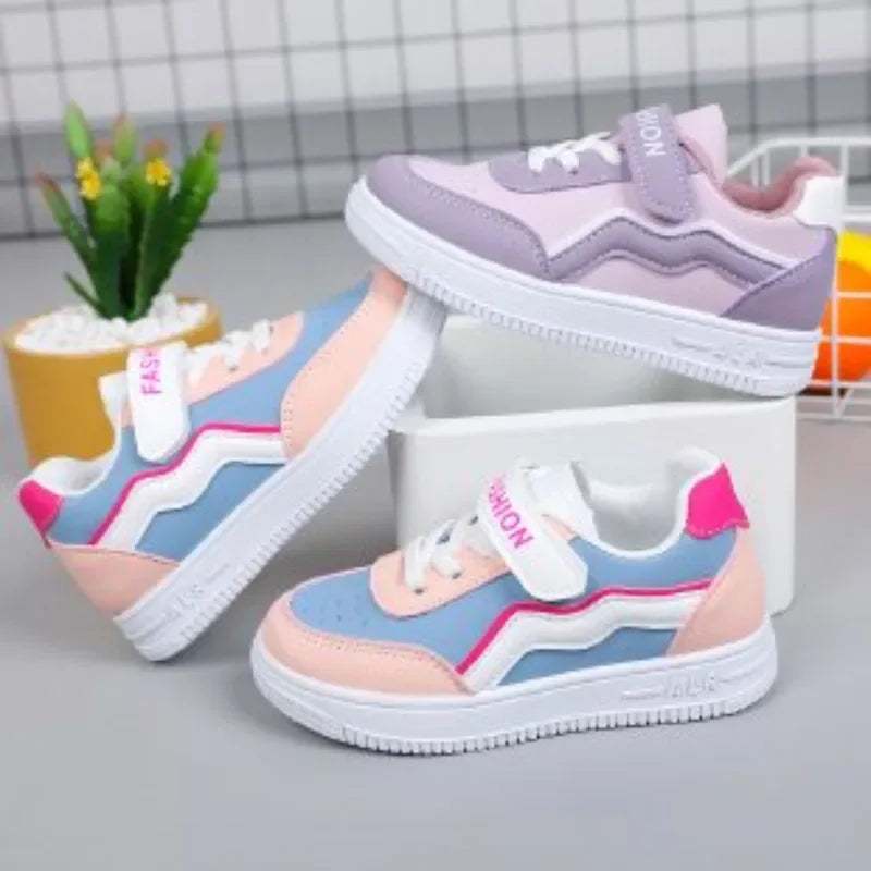 Girls' Sneakers – Non-Slip, Purple, Casual Running Shoes, Breathable Outdoor Shoes
