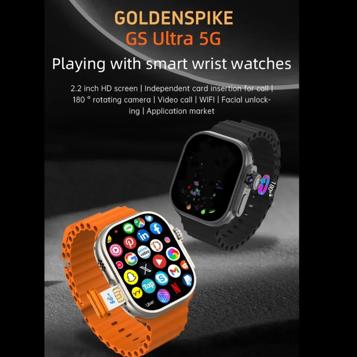 S9 Ultra 4G Smartwatch with 2.2'' AMOLED & Rotating Camera