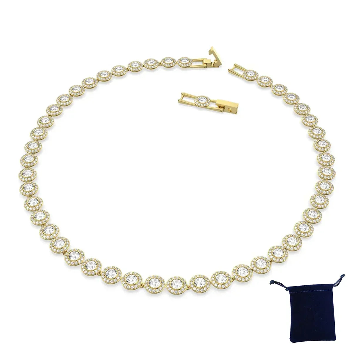 Women's Classic Diamond Round Crystal Necklace Set – S925 Silver