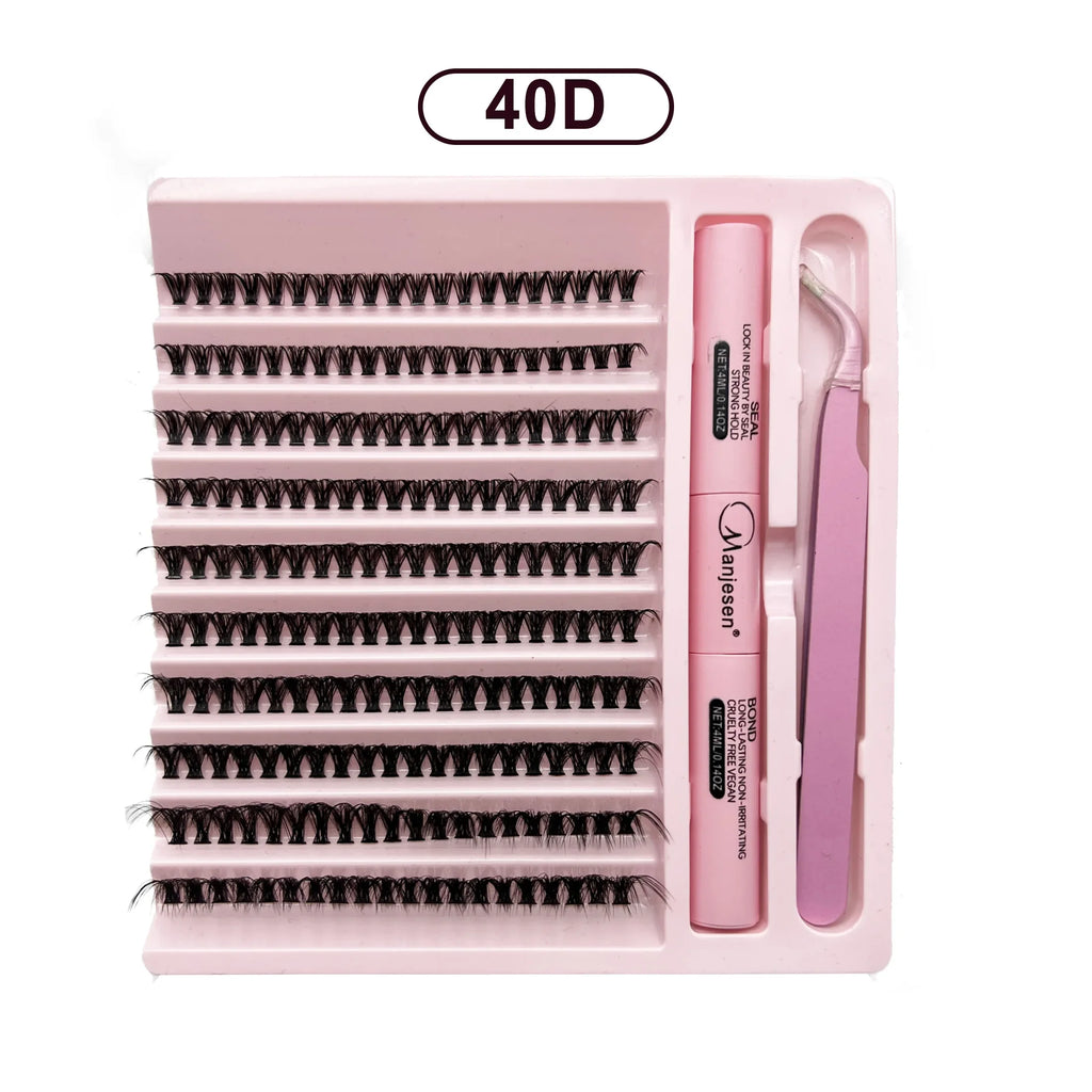 DIY Eyelash Extension Kit – 200PCS Clusters, Bond & Seal, Makeup Tools & Accessories