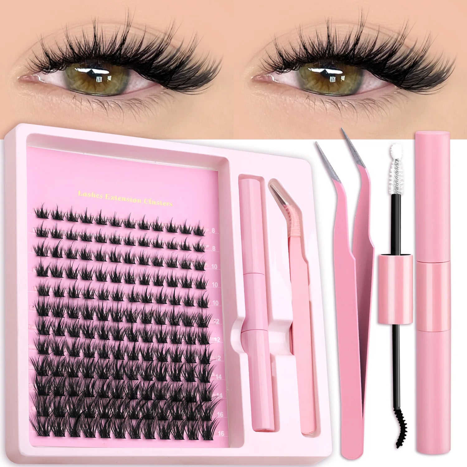 Veltrinay DIY Lash Kit – Natural Volume, Includes Tweezers & Glue, Salon-Quality at Home