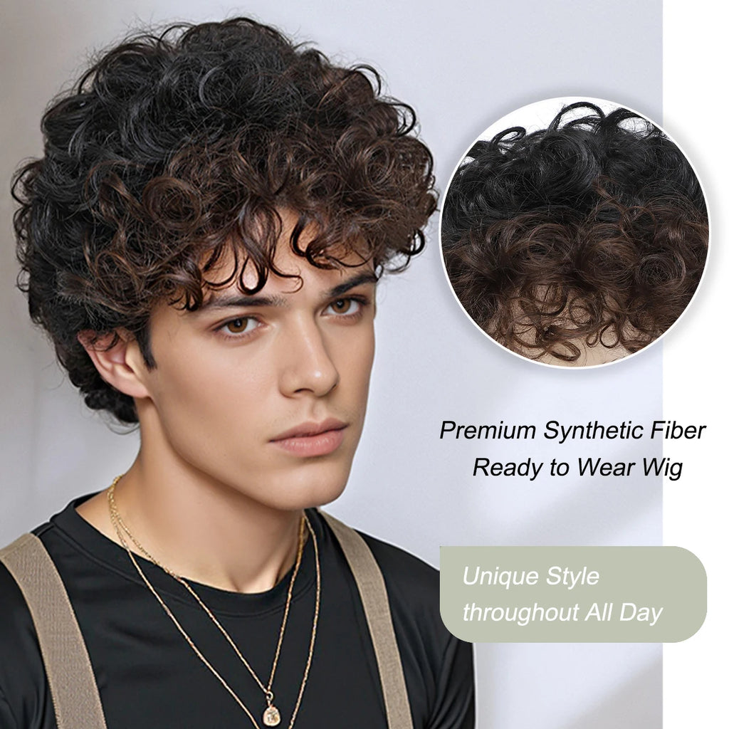African Curly Wig – Short, Fluffy, Realistic, Synthetic Fiber
