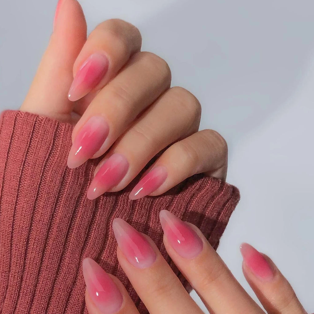 ARTAUG 24PCS Press-On Nails – Medium Stiletto, Pink Bowknot, French Trim, Full Cover