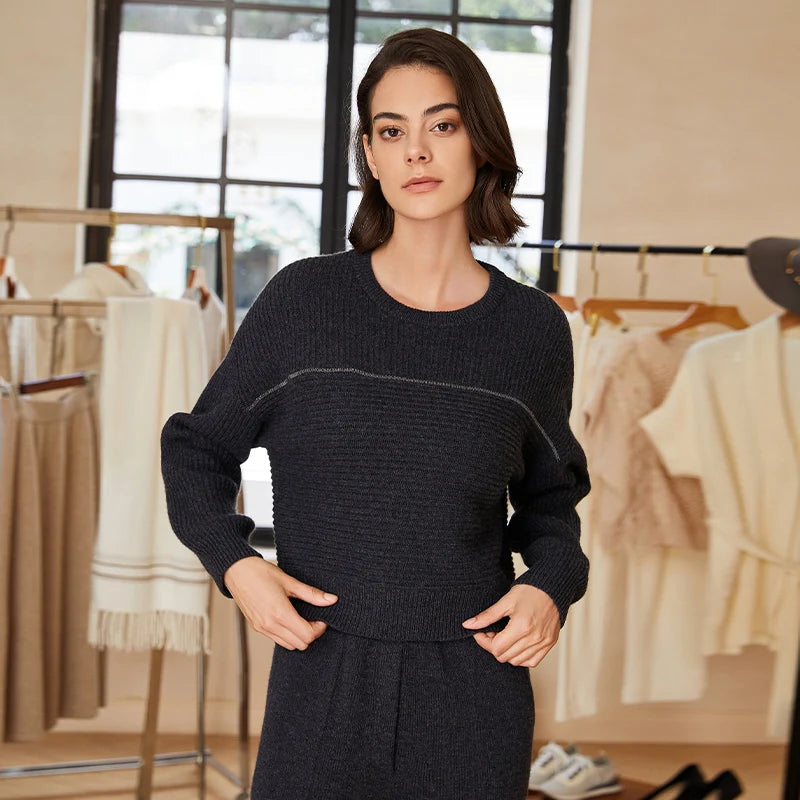 BC-211 Pull Femme Tricoté – 100% Laine Mérinos, Haut, Jumper