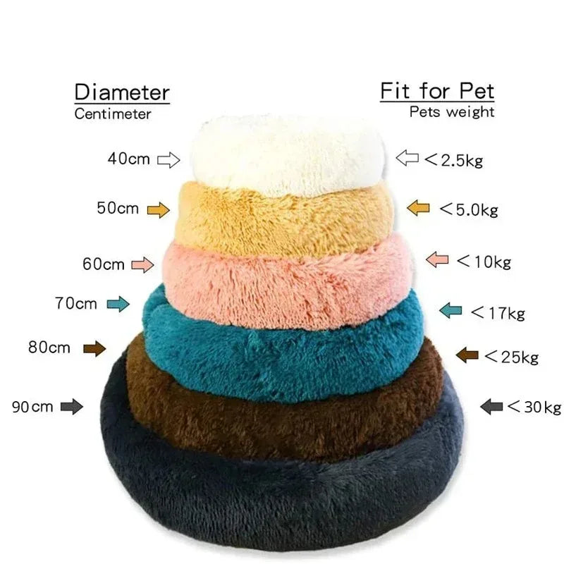 Round Pet Bed 40–90cm – Super Soft, Plush, Warm, for Medium & Large Dogs and Cats