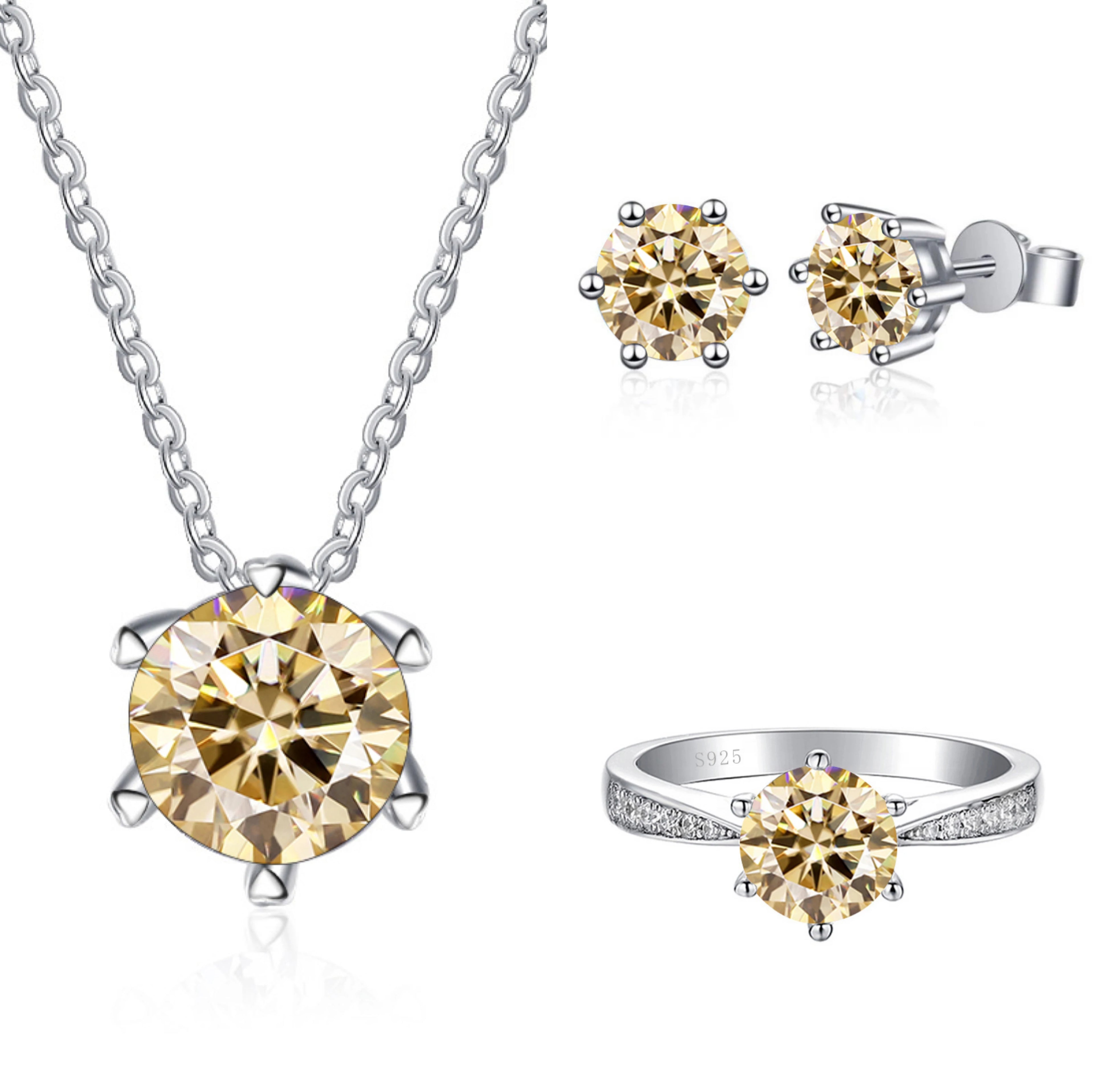 JoyceJelly 1CT D VVS Moissanite Jewelry Set