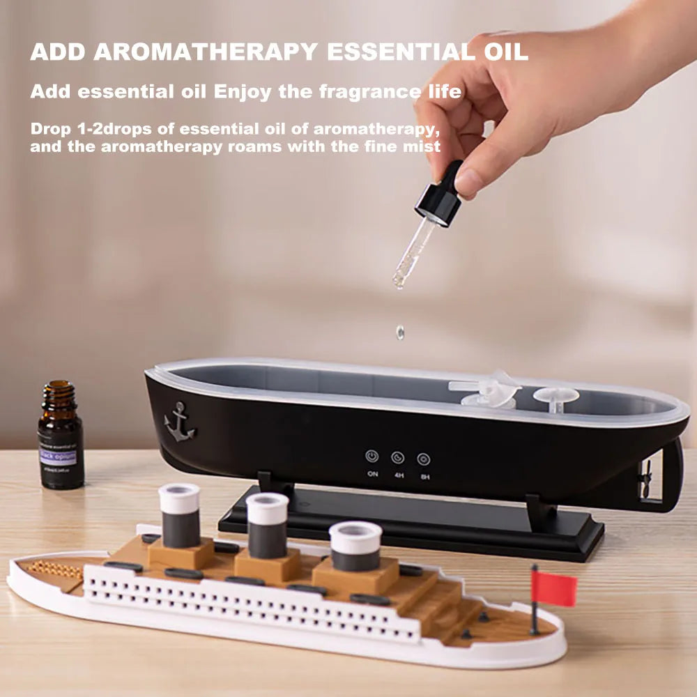 Retro Boat Ultrasonic Air Humidifier – Aromatherapy Diffuser with Remote