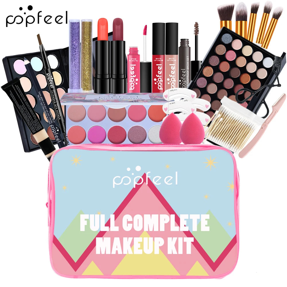 POPFEEL Face Makeup Set – Eyeshadow, Blush & Brushes, Beginner-Friendly, Gift Idea
