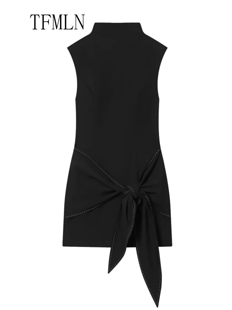 Elegant Autumn Women Big Bow Mini Dresses