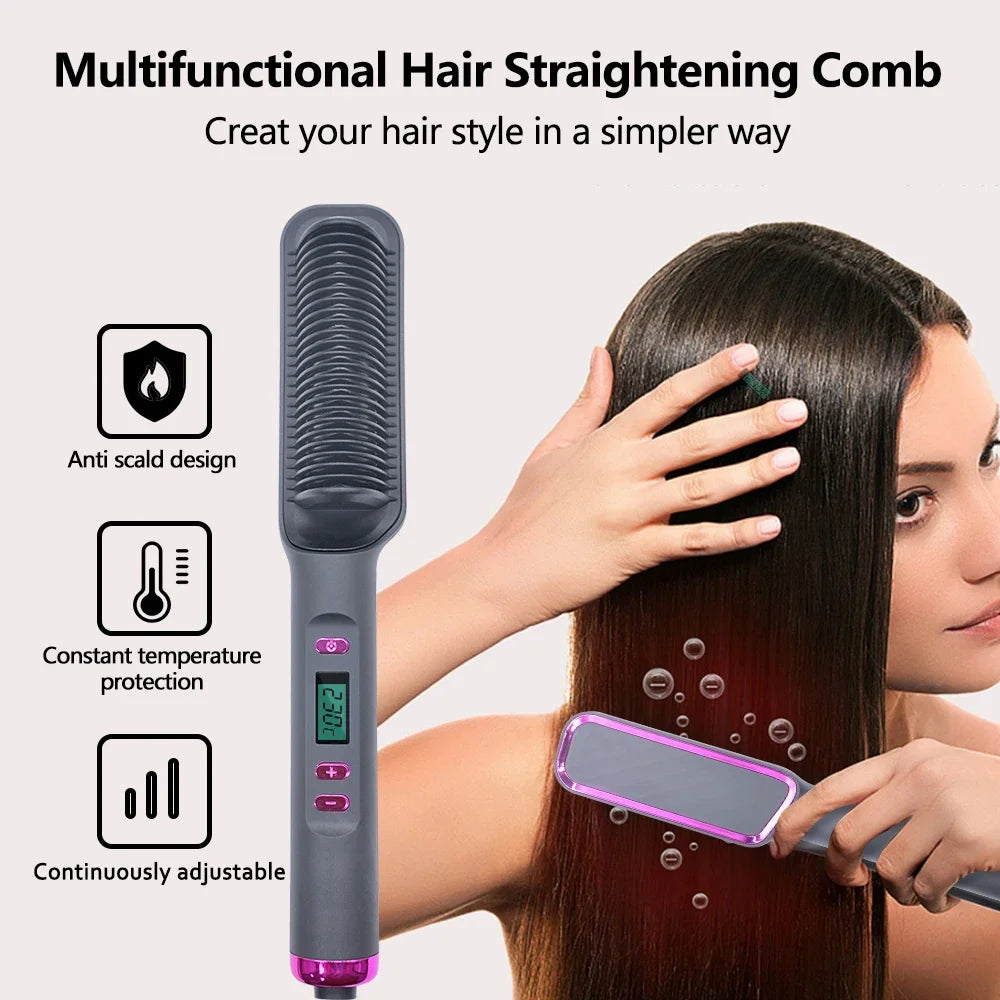 Electric Hot Comb Hair Straightener – Negative Ion, Multifunctional, Anti-Scald Styling Tool