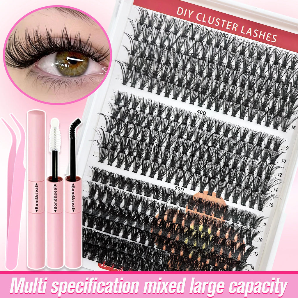 Cluster Lashes Kit – 320/600/790PCS, Mixed Lengths, Daily & Party Use