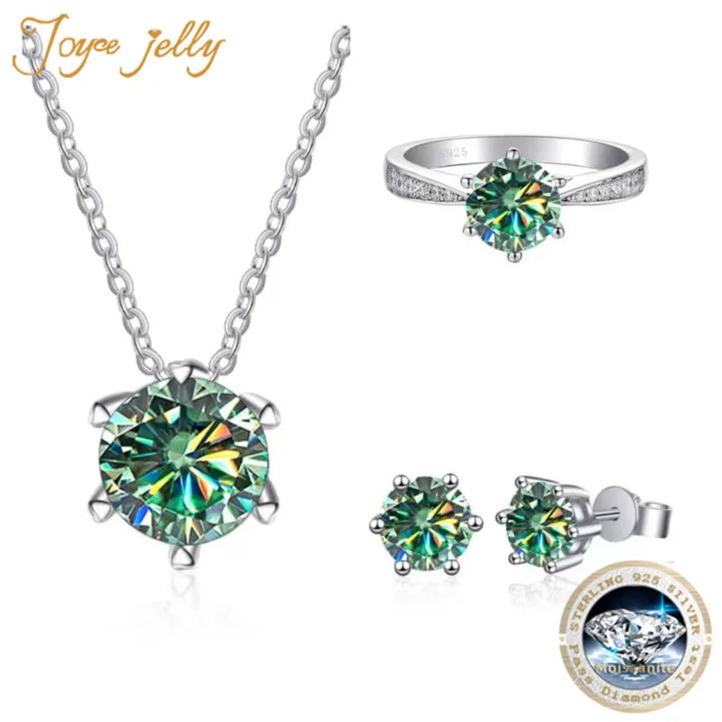 JoyceJelly 1CT D VVS Moissanite Jewelry Set