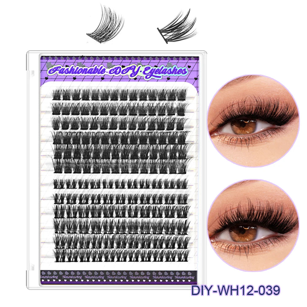 600PCS Eyelash Extensions – Thick Fluffy, 30D/100D, Mixed Length, DIY Cluster Lashes