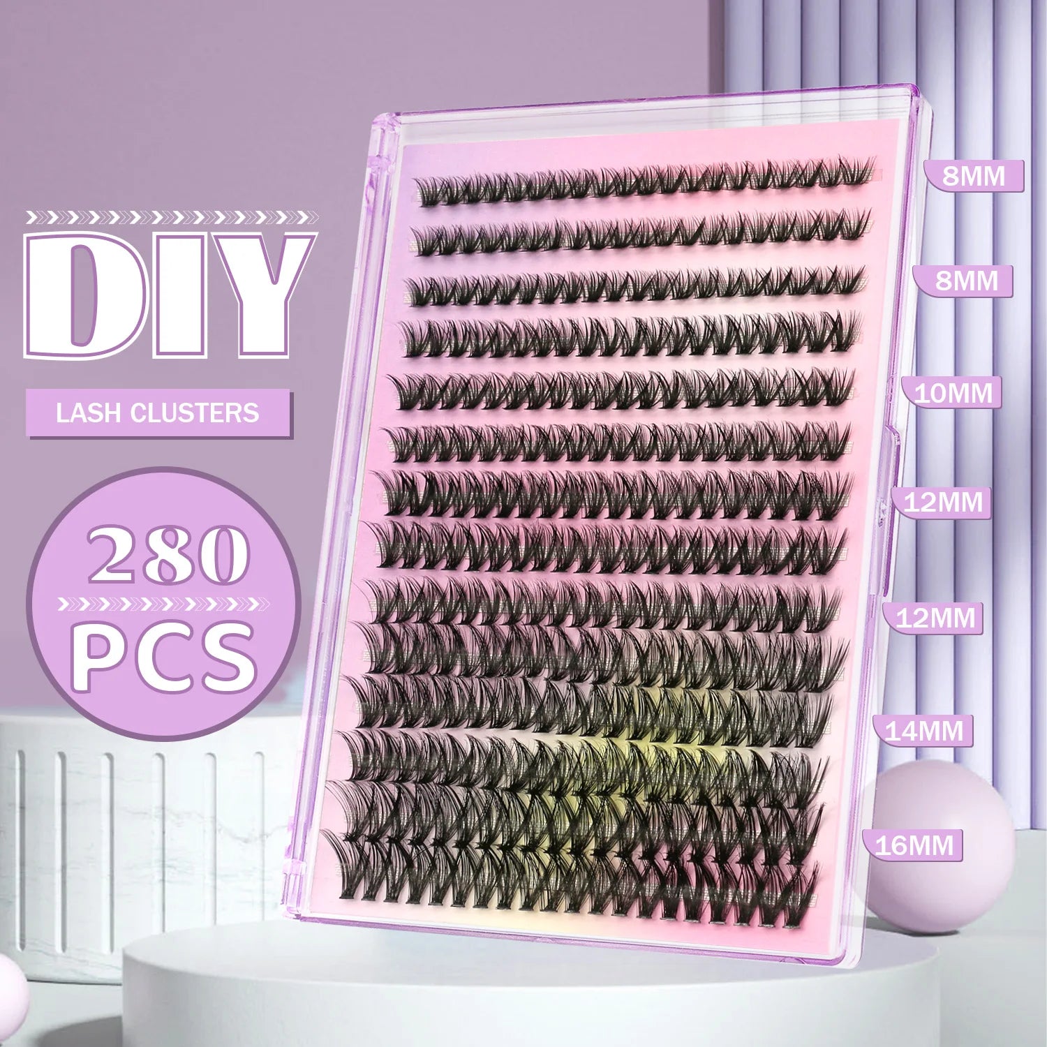 280 Clusters Individual Lashes Natural Look Soft Curly Fluffy Cluster Lashes DIY Eyelash Extension Personal Eyelash Makeup Tool