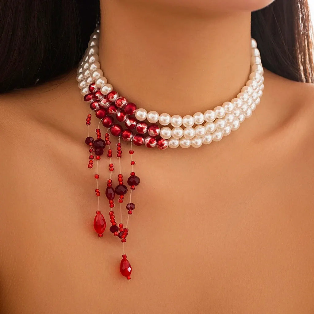 Rouge Mystique – Layered Tassel Necklace