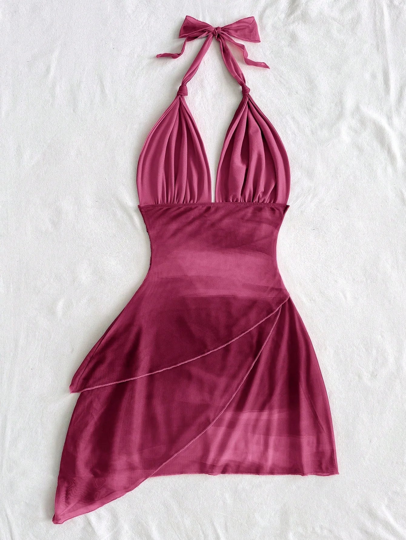 Chiffon Sleeveless Deep V Backless Mini Dress