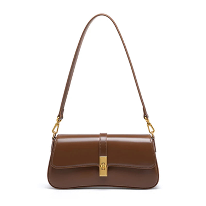 Elegant Leather Underarm Bag – Luxury Women’s Crossbody Saddle Handbag