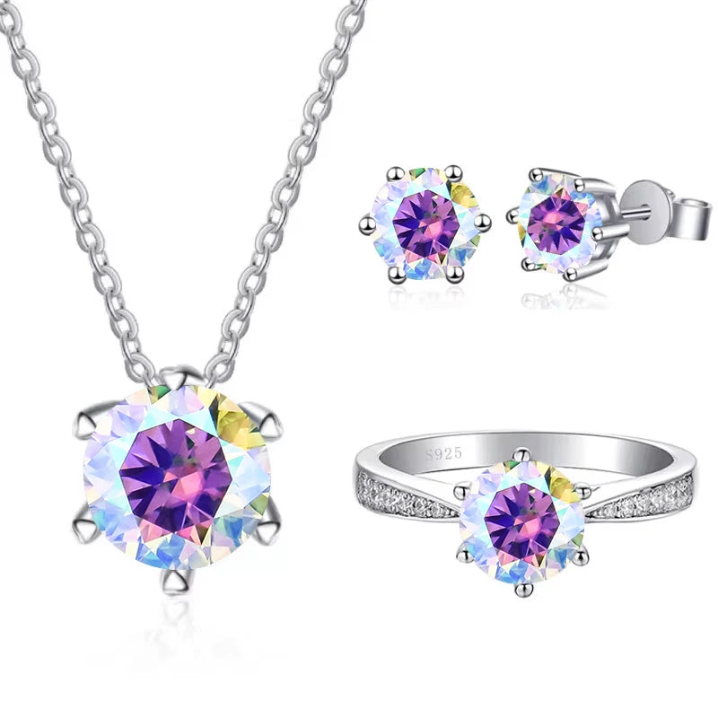 JoyceJelly 1CT D VVS Moissanite Jewelry Set