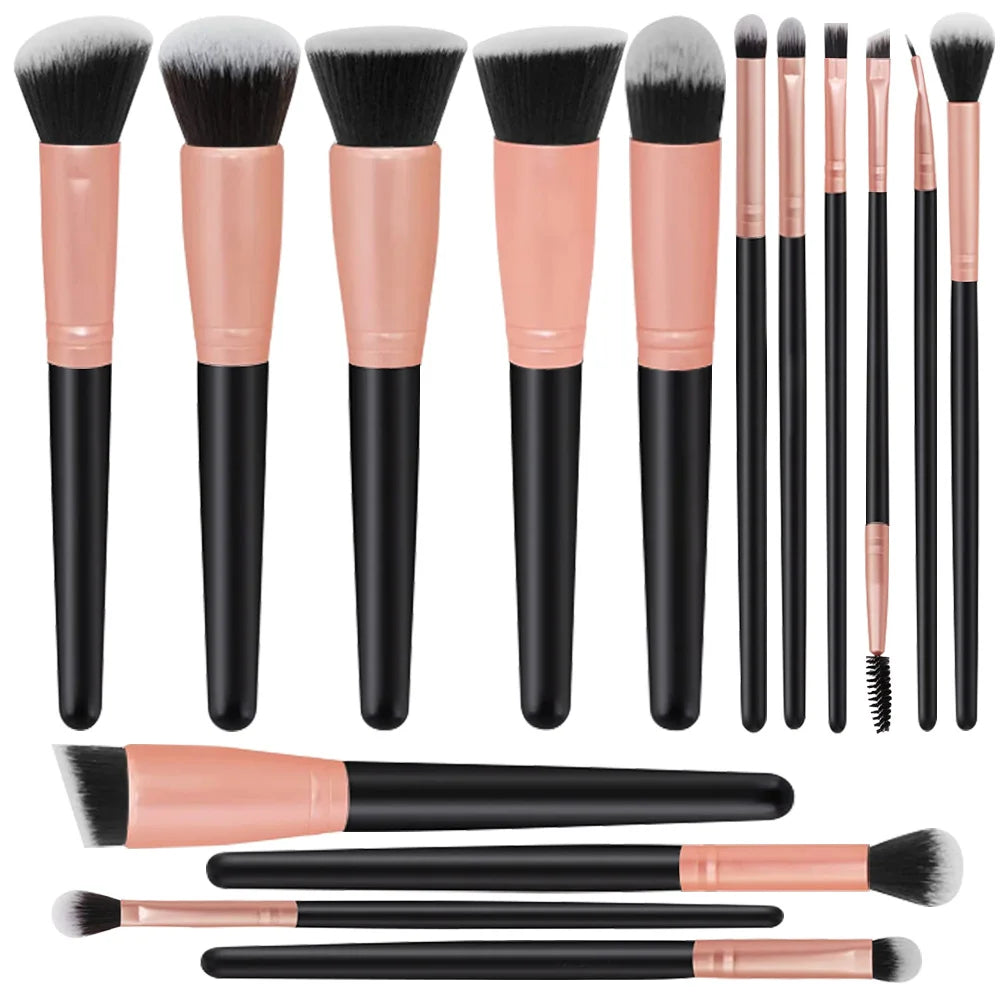 ZOREYA 15PCS Makeup Brush Set – Eyeshadow, Foundation, Contour, Lip, Premium Synthetic Kabuki
