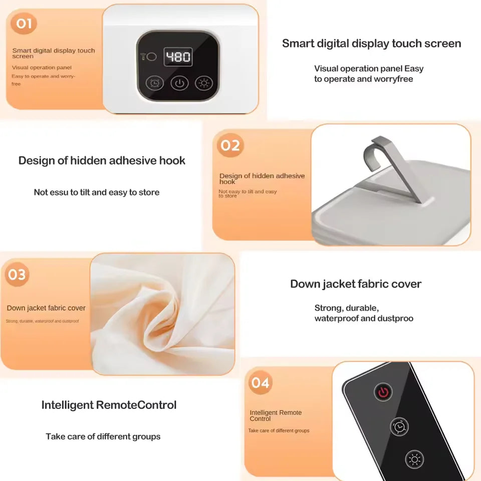 Mini Foldable Electric Clothes Dryer with Remote & Timer