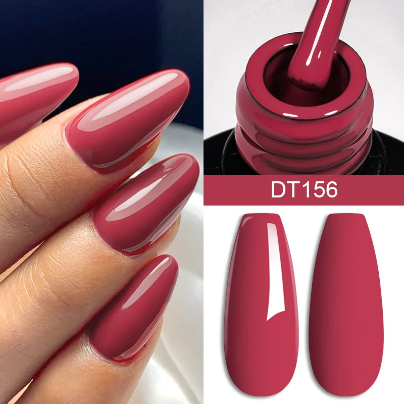 MEET ACROSS 7ml Red Gel Nail Polish – Crystal, Semi-Permanent, UV Soak-Off, Matte Top/Base Coat