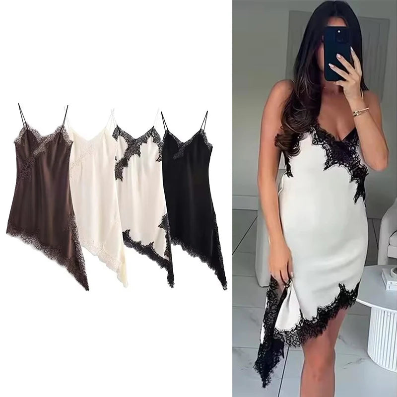 Women’s Summer V-Neck Lace Halter Dress