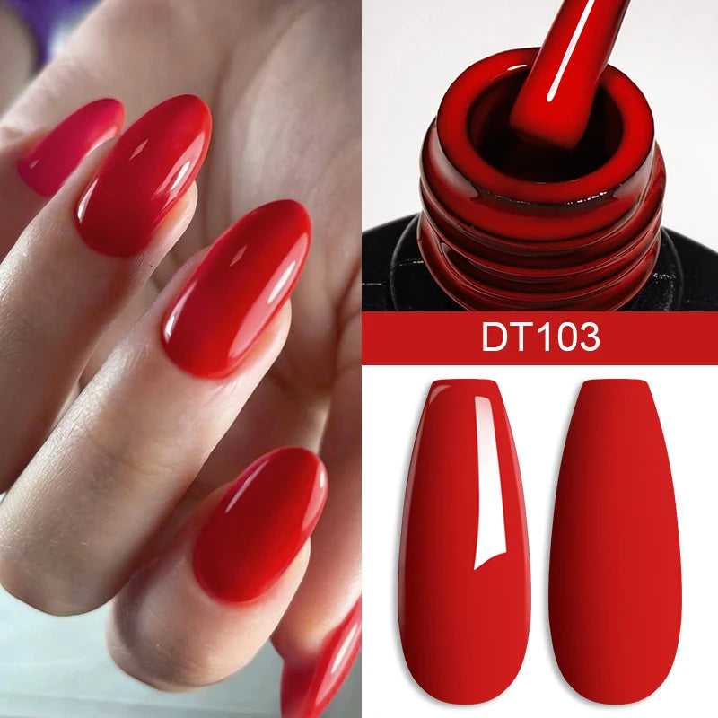 MEET ACROSS 7ml Red Gel Nail Polish – Crystal, Semi-Permanent, UV Soak-Off, Matte Top/Base Coat